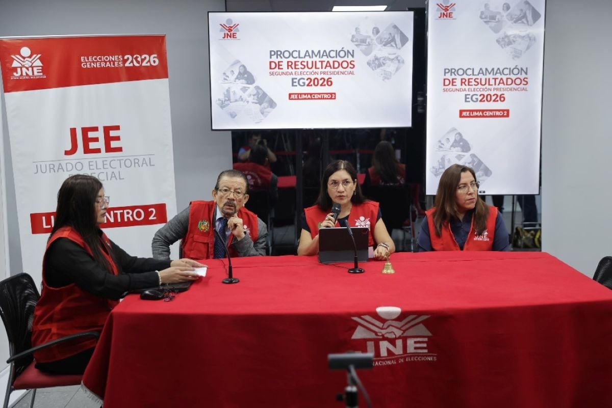 El JEE Lima Centro 2 oficializó los resultados correspondientes al voto de los peruanos residentes en el extranjero durante una de las últimas audiencias del proceso electoral. Foto: GEC.