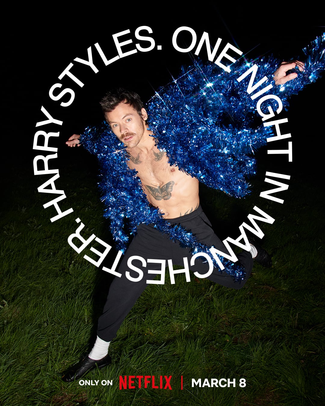 El póster de "Harry Styles. One Night in Manchester", concierto que puedes disfrutar en la comodidad de tu casa (Foto: Netflix)