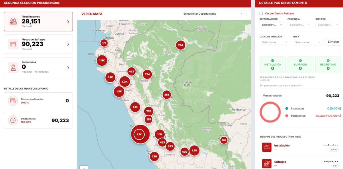 Los usuarios podrán acceder a datos sobre material electoral, mesas de sufragio y fiscalizadores desplegados a nivel nacional. Foto: JNE Fiscaliza.