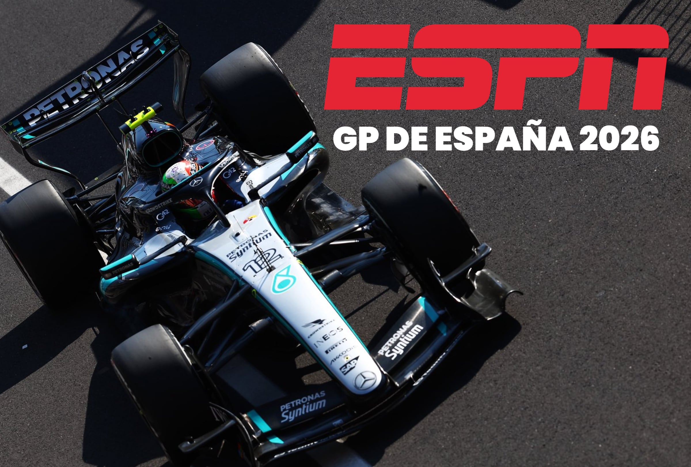 Señal de ESPN EN VIVO para ver la transmisión de la carrera del GP de España 2026 en directo, este domingo 13 de septiembre. (Foto: @mercedesamgf1 / Composición MAG)