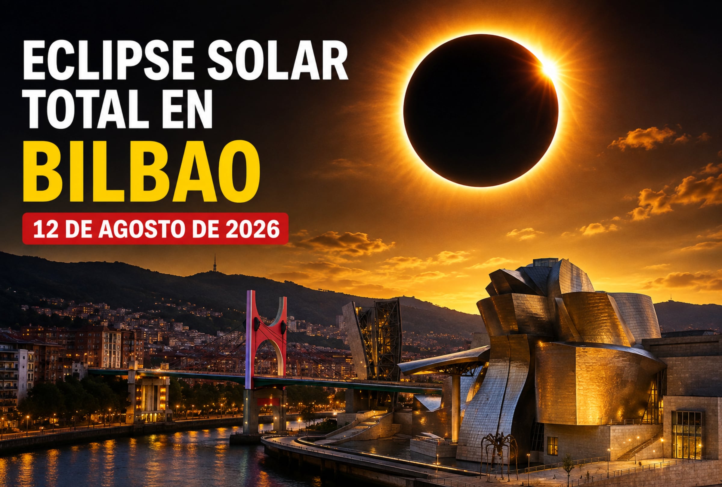 BILBAO, VIZCAYA (ESPAÑA), 12/08/2026.- Consulta el horario del eclipse solar total en Bilbao y descubre los mejores lugares de Bizkaia, Gipuzkoa y Álava para observarlo este 12 de agosto. FOTO DE NOÉ YACTAYO