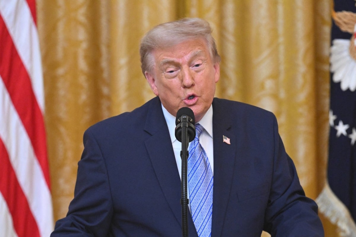 El presidente de Estados Unidos, Donald Trump, se dirige a la nación desde el Salón Este de la Casa Blanca en Washington, D.C., el 16 de julio de 2026. (SAUL LOEB / POOL / AFP)