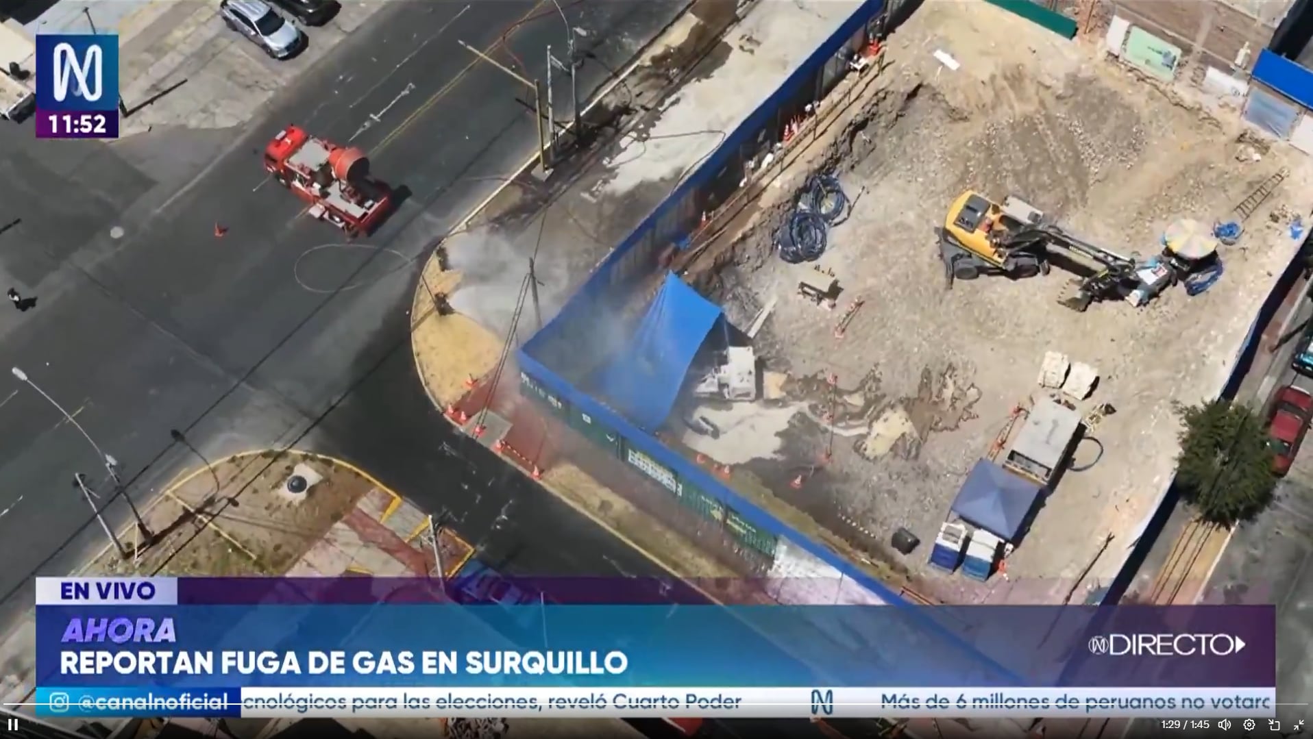 Actualmente, personal de Cálidda se encuentra en la zona atendiendo la emergencia, junto a unidades de Bomberos Voluntarios. Foto: Captura / Canal N