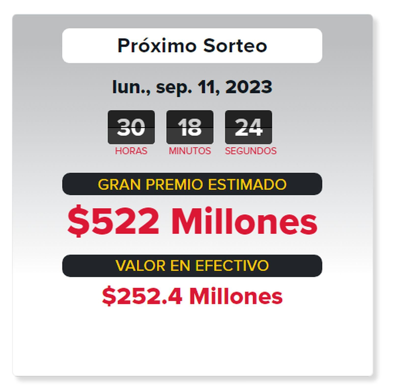 El sorteo de Powerball será el 11 de septiembre (Foto: Powerball)
