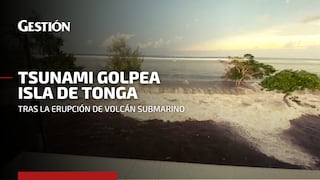 Imágenes del tsunami en la isla de Tonga tras la erupción de un volcán submarino
