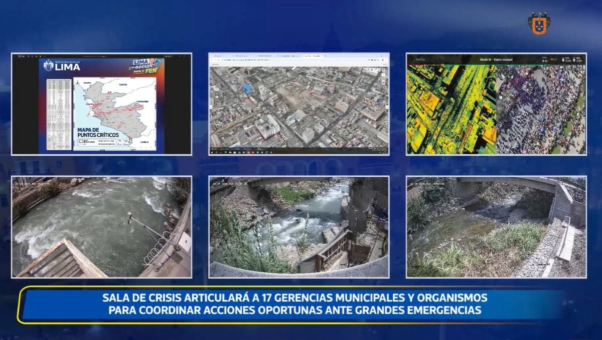 El alcalde de Lima, Renzo Reggiardo, presentó la nueva Sala de Crisis de la Municipalidad Metropolitana de Lima, que monitoreará cuencas, quebradas, puentes y zonas vulnerables ante posibles emergencias. Foto: MML.