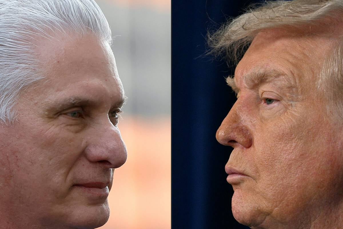 Combinación de imágenes del presidente cubano Miguel Díaz-Canel y el presidente de EE. UU., Donald Trump. Foto: Jim WATSON, Maxim Shemetov / AFP / POOL