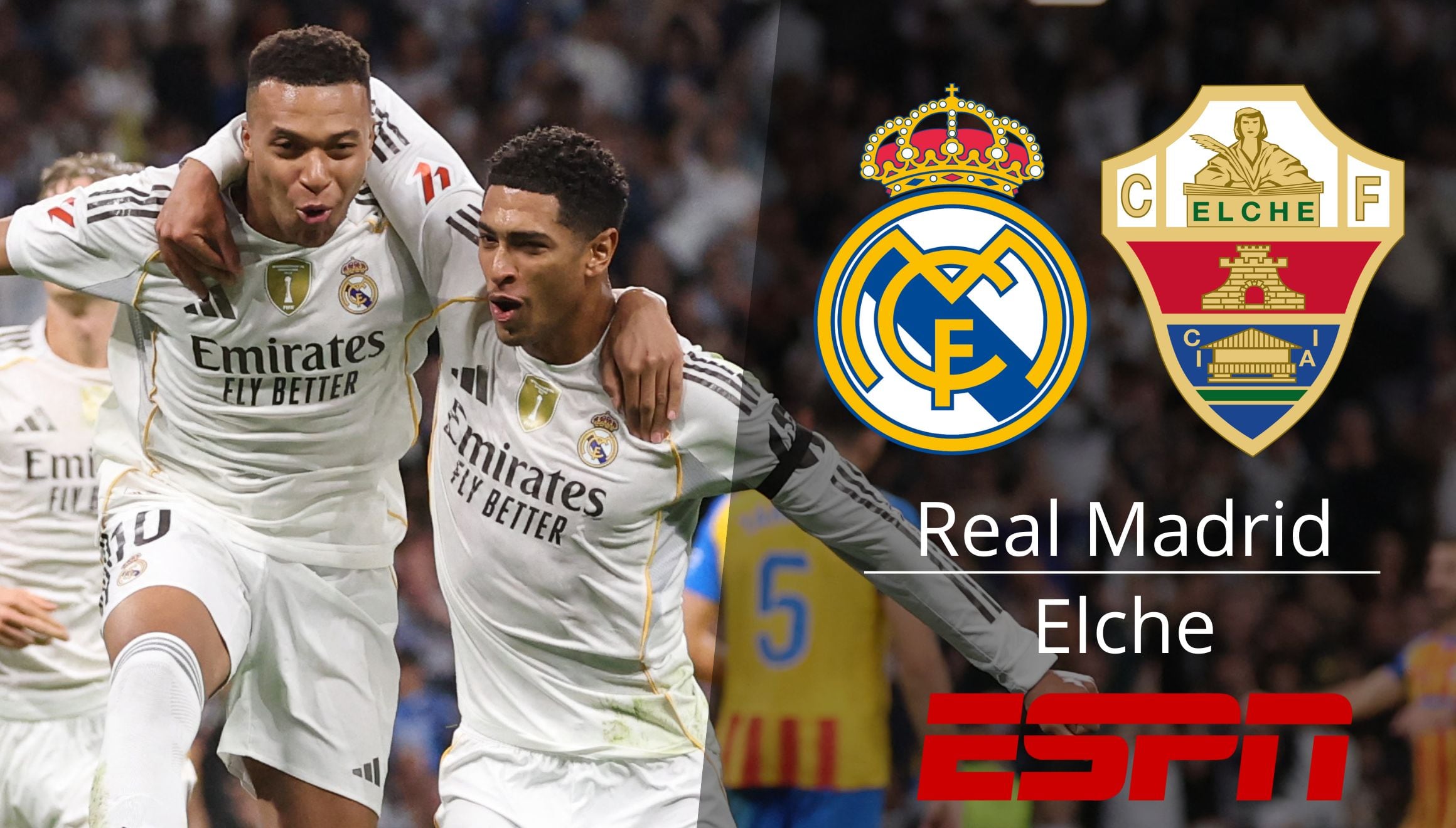 ESPN Select transmite el partido Real Madrid vs. Elche en vivo y en directo este domingo 23 de noviembre por la jornada 13 de LaLiga EA Sports 2025-2026. (Foto: Composición Mag)
