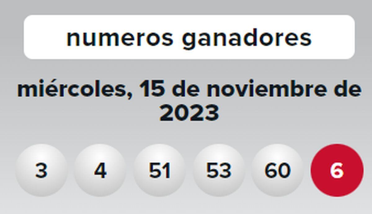 Los números ganadores del 15 de noviembre (Foto: Powerball)