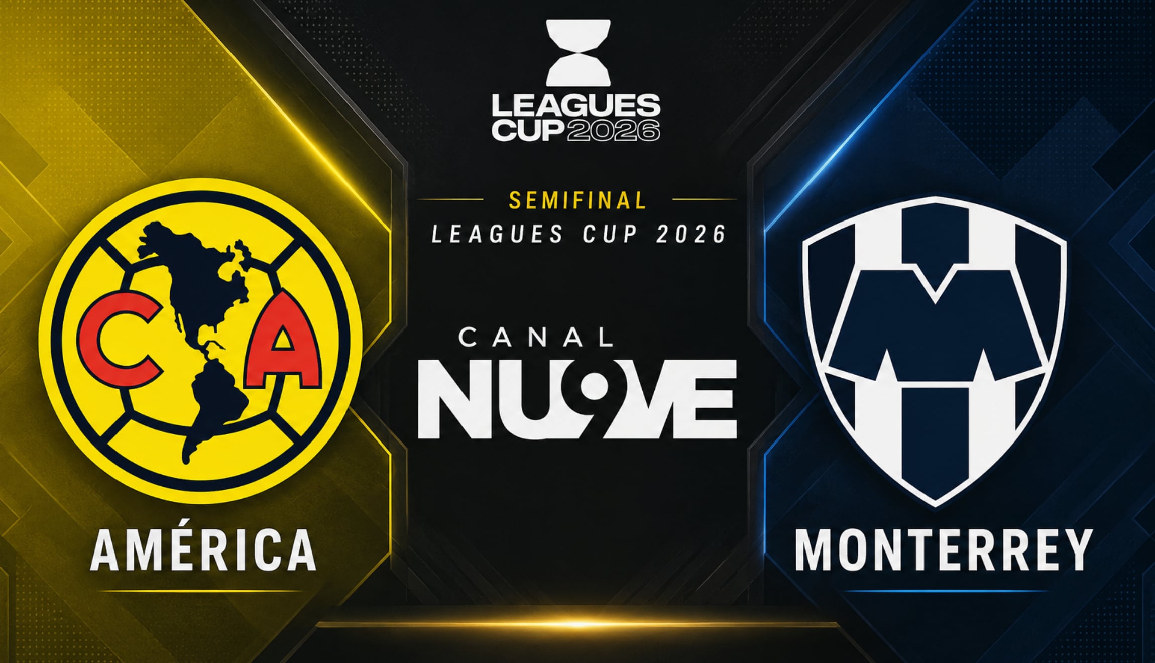 Señal del Nu9ve EN VIVO para ver América vs. Monterrey, este miércoles 2 de septiembre, por la semifinal de Leagues Cup 2026. (Foto: Imagen creada por Gestión Mix utilizando la IA de Chat GPT)