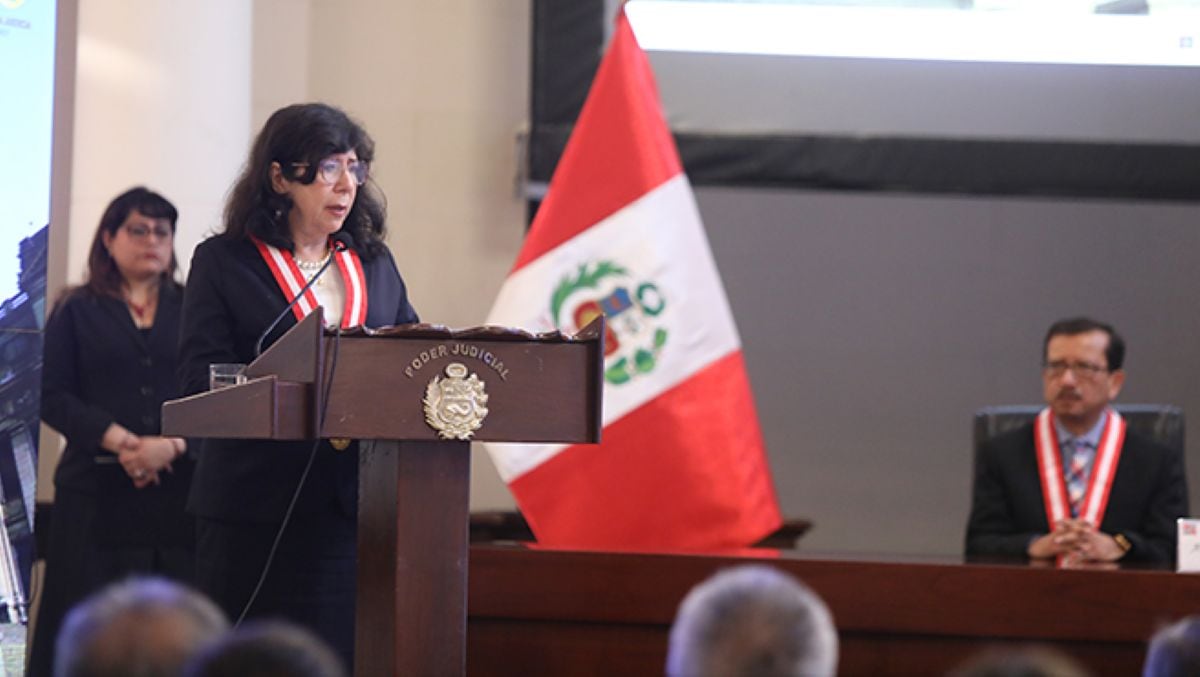 La presidenta del Poder Judicial, Janet Tello, ratificó la unidad institucional de la Corte Suprema. Foto: Poder Judicial.