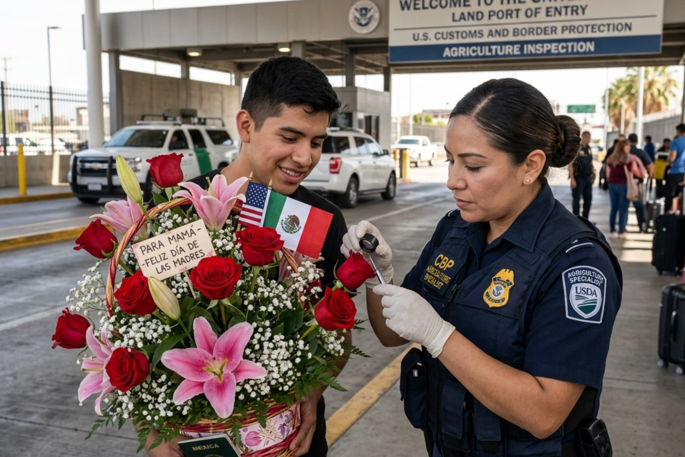 Los especialistas realizarán esta inspección en caso detecten que un inmigrante lleve consigo alguna flor o planta. (Crédito: Imagen creada por El Comercio MAG usando Gemini)