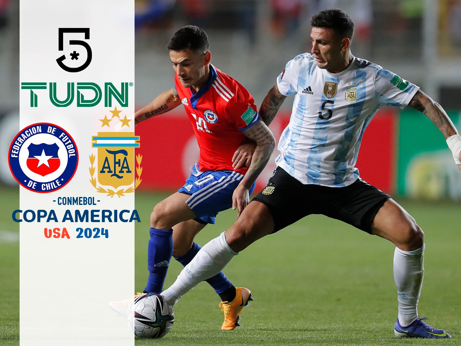 Canal 5 y TUDN EN VIVO, cómo ver aquí GRATIS el duelo entre Chilve vs Argentina por la Copa América 2024.| Foto: Composición Mix