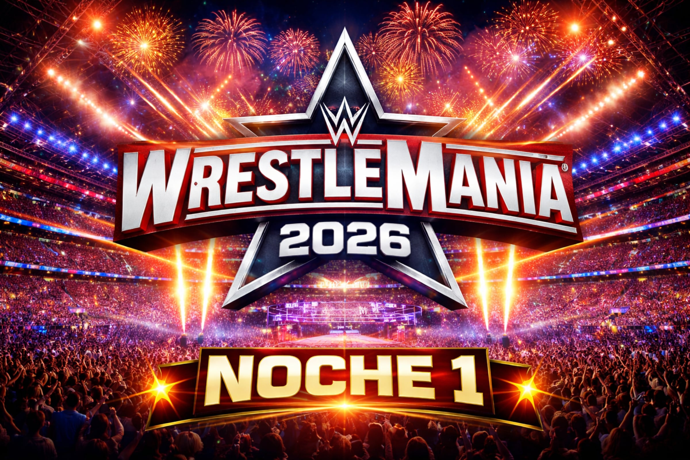 Consulta los horarios y canales para ver la Noche 1 de WWE Wrestlemania 2026 EN VIVO desde el Allegiant Stadium de Las Vegas, este sábado 18 de abril. (Foto: Imagen creada por El Comercio MAG utilizando la IA de Chat GPT)