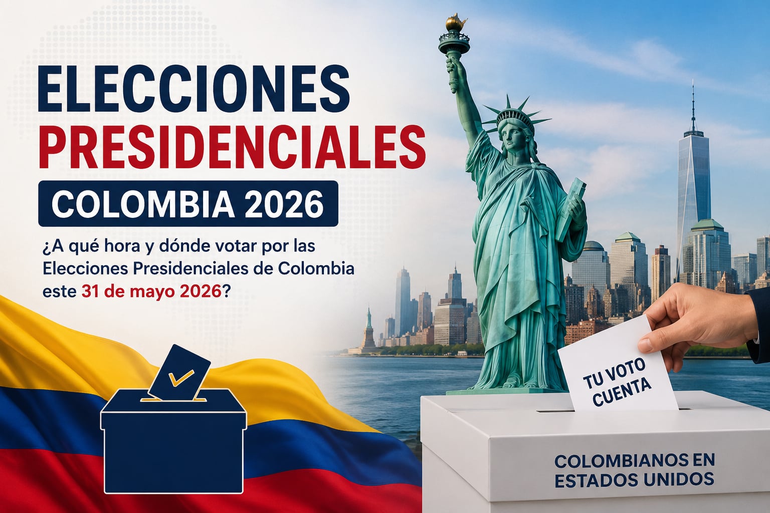 El 31 de mayo de 2026 se celebrará en Colombia la primera vuelta de las elecciones presidenciales (Imagen hecha por MAG con apoyo de la IA Gemini)