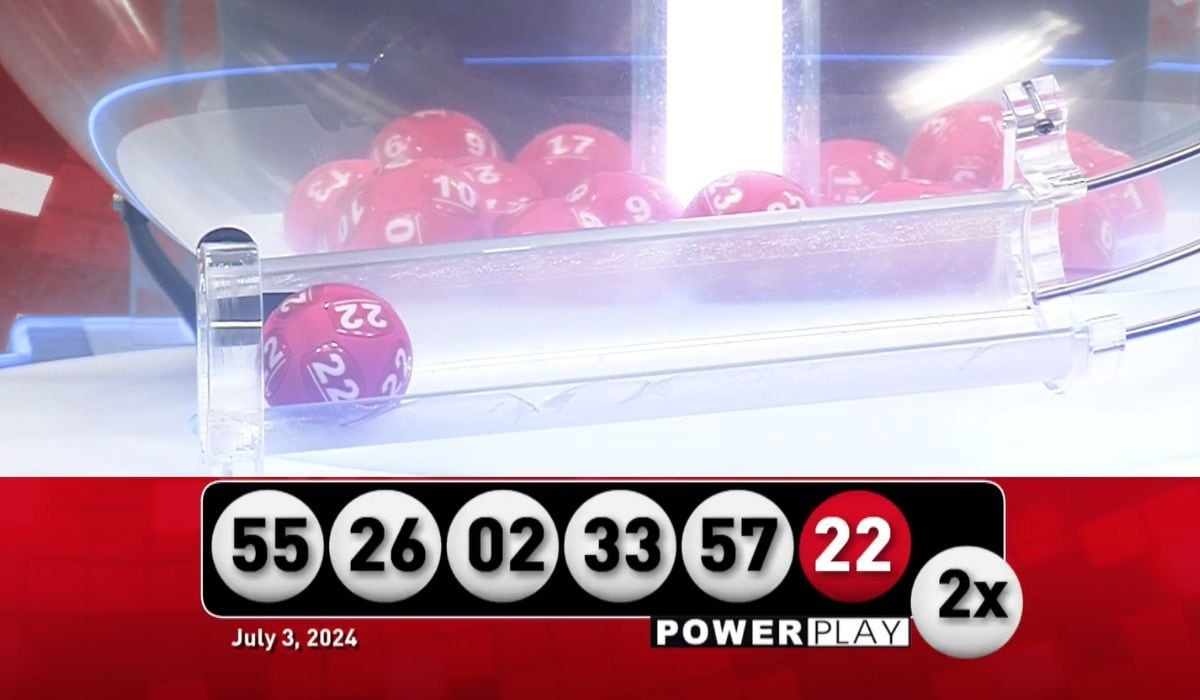 Los números ganadores del sorteo de Powerball del miércoles 3 de julio. El boleto fue comprado en el noreste de Estados Unidos (Foto: Powerball)