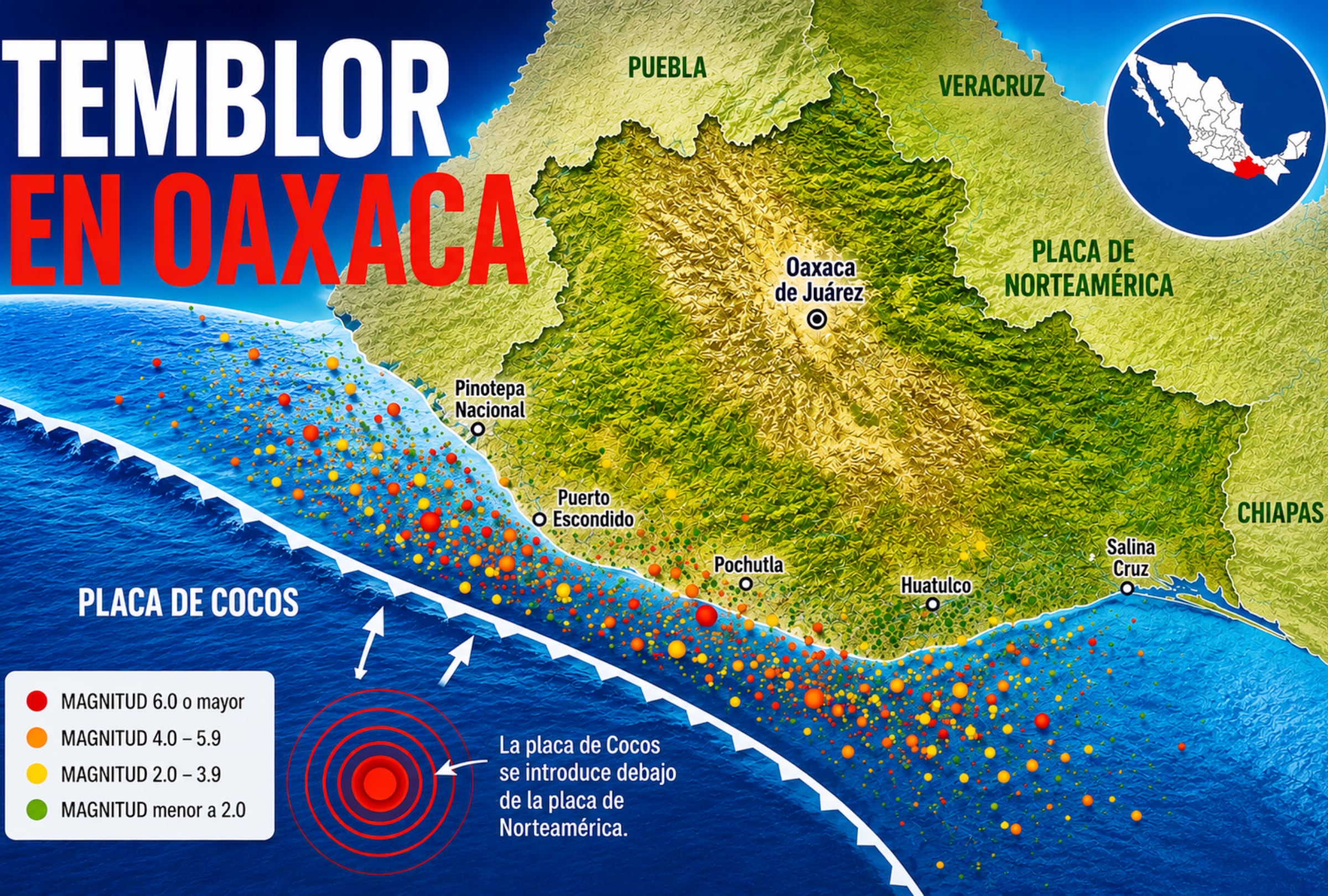 OAXACA (MÉXICO), 17/06/2026.- Te compartimos los datos sobre dónde y a qué hora fueron registrados los últimos temblores en Oaxaca este lunes 17 de agosto, así como su magnitud, profundidad y epicentro, según el reporte del Servicio Sismológico Nacional (SSN). FOTO DE NOÉ YACTAYO