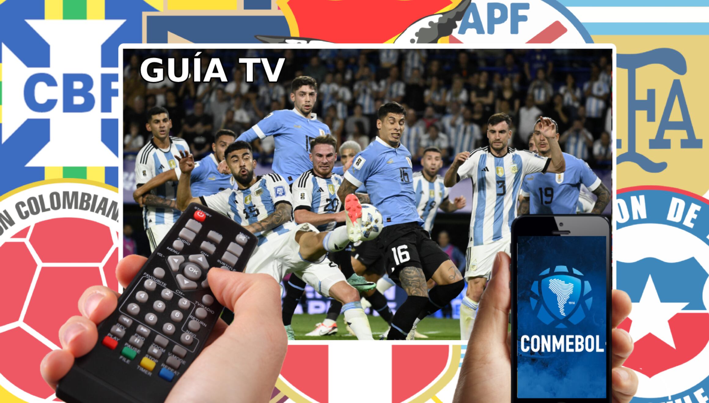Lista de canales de televisión y servicio streaming para mirar el partido entre Uruguay y Argentina este viernes 21 de marzo por la jornada 13 de las Eliminatorias Sudamericanas a la Copa del Mundo 2026 desde el Estadio Centenario de Montevideo (Foto: AFP / Canva.com)