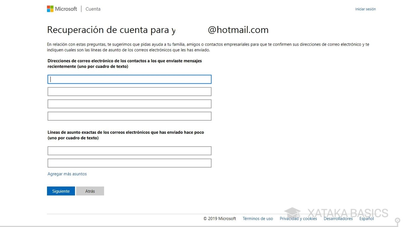 Pasos finales para recuperar cuenta de Hotmail. (Foto: Outlook)