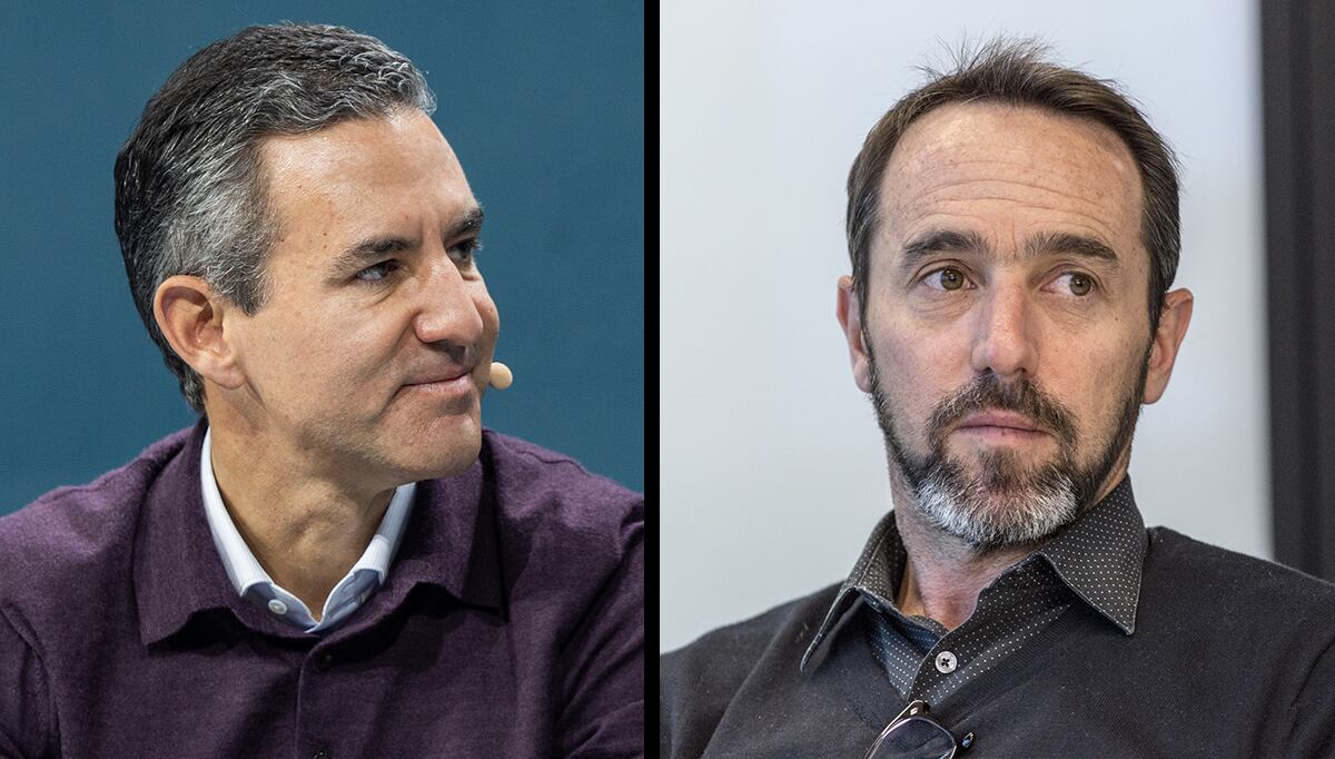 De izq. a der.: David Vélez y Marcos Galperín. (Fotos: Bloomberg)