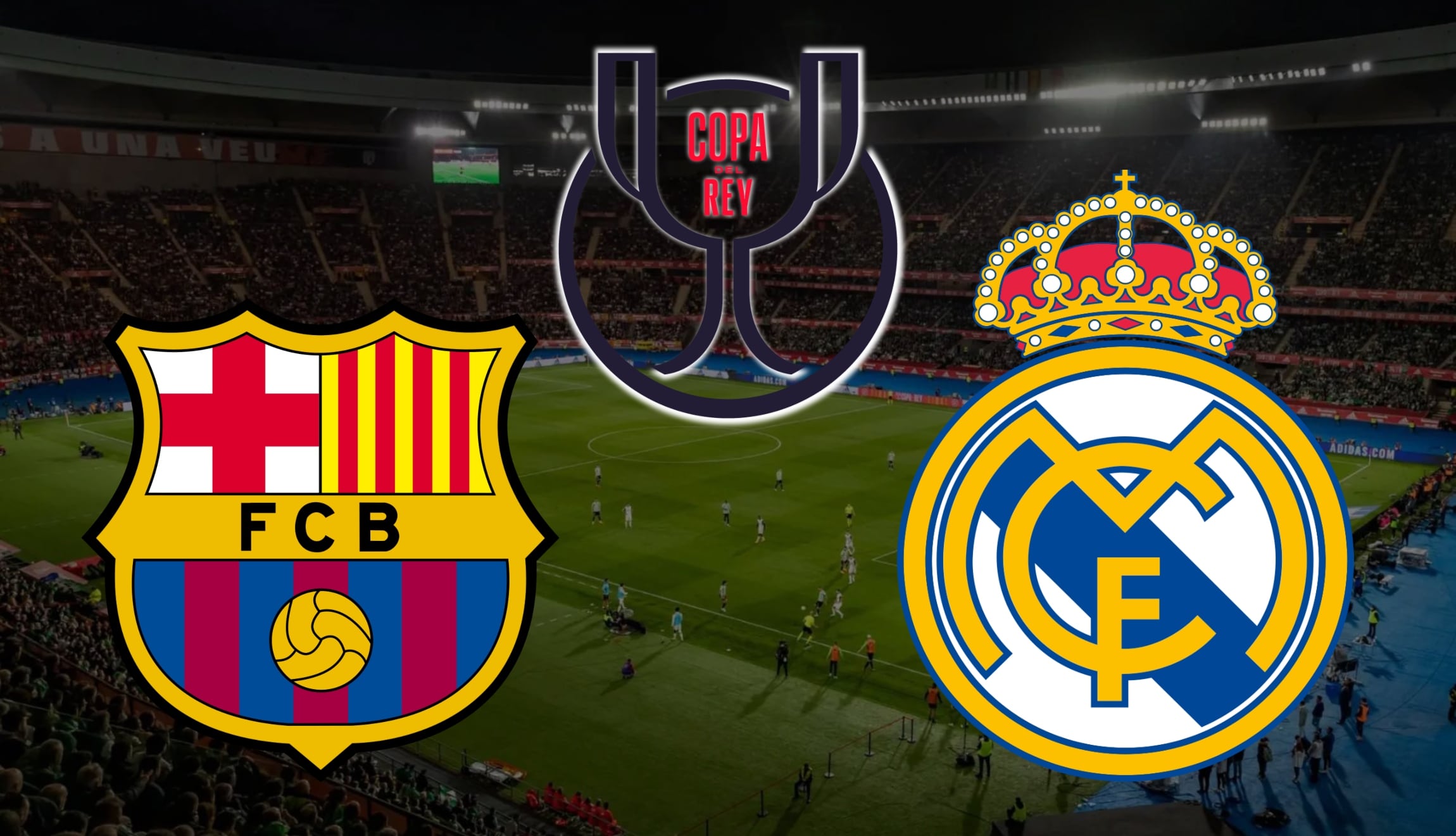 Barcelona y Real Madrid se miden cara a cara por el título de la Copa del Rey en una final imperdible en Sevilla. (Foto: BeFunky / Andrés Manrique)