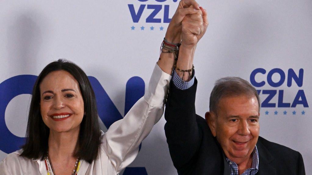 María Corina Machado y Edmundo González en Caracas el 29 de julio de 2024, un día después de las elecciones presidenciales venezolanas.