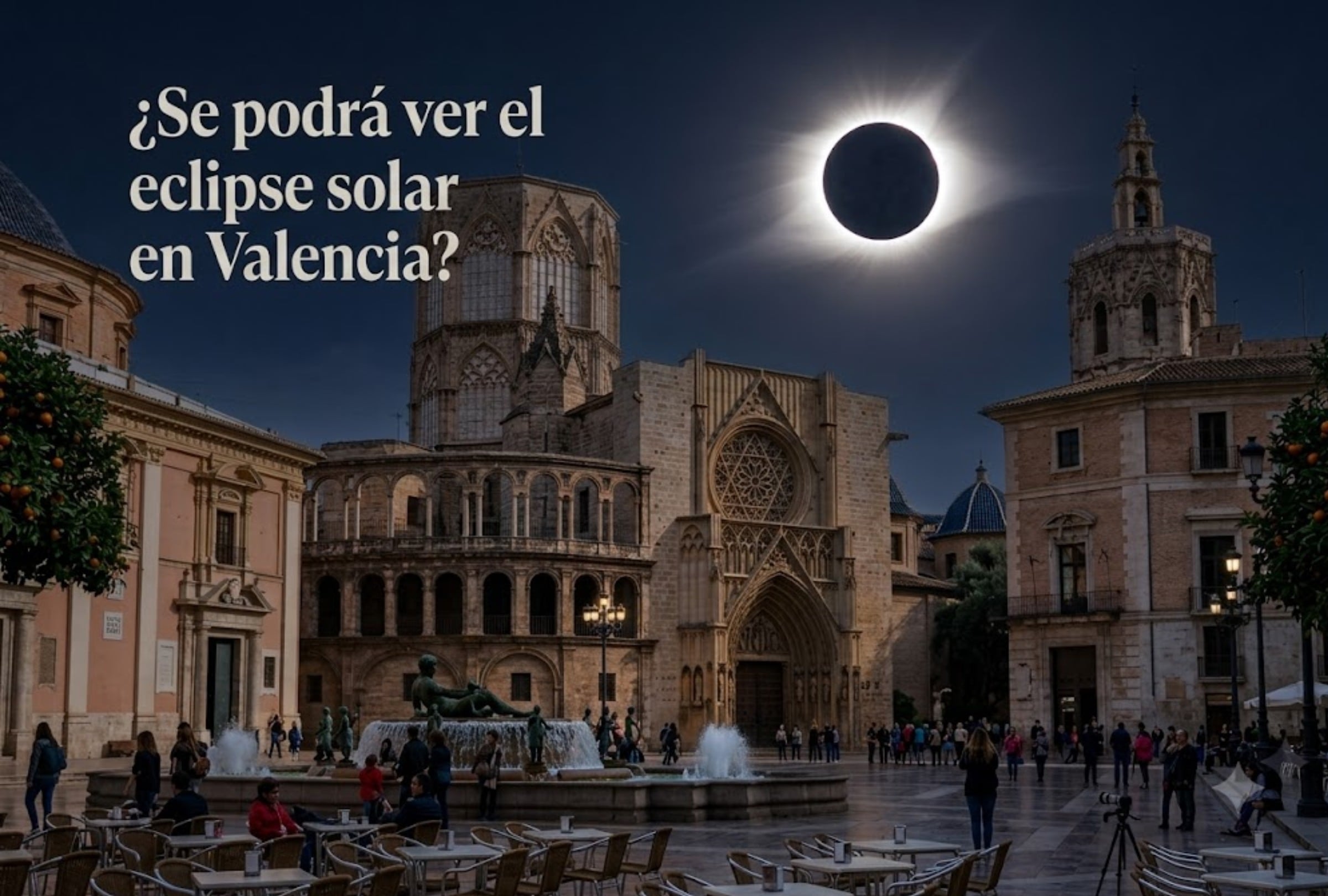 El eclipse solar de este miércoles 12 de agosto es un hecho histórico en España. ¿Se podrá ver este fenómeno astronómico en su totalidad en Valencia? | FOTO: Imagen creada por Gemini.