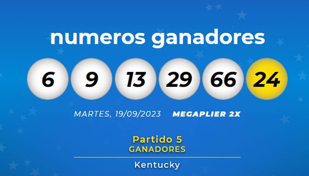 Los números ganadores del sorteo del 19 de septiembre (Foto: Mega Millions)