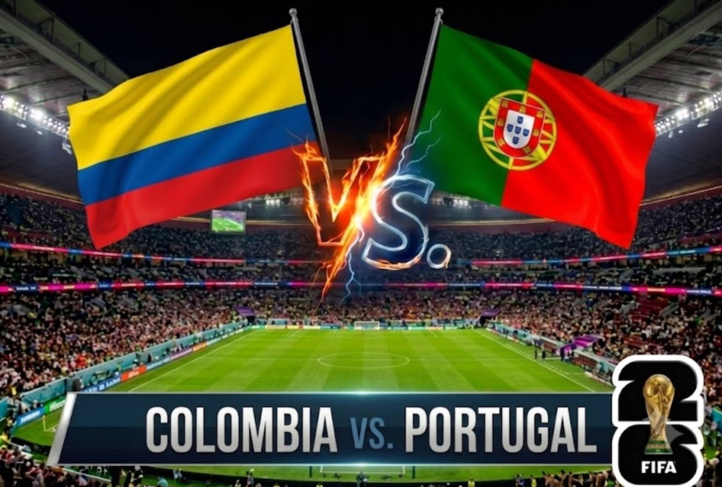 MIAMI, FLORIDA (ESTADOS UNIDOS), 27/06/2026.- Horarios y canales para ver EN VIVO el partido Colombia vs. Portugal por la última fecha del Grupo K del Mundial 2026 que se realizará en Hard Rock Stadium, Miami, Florida, Estados Unidos. FOTO creada por Gemini.