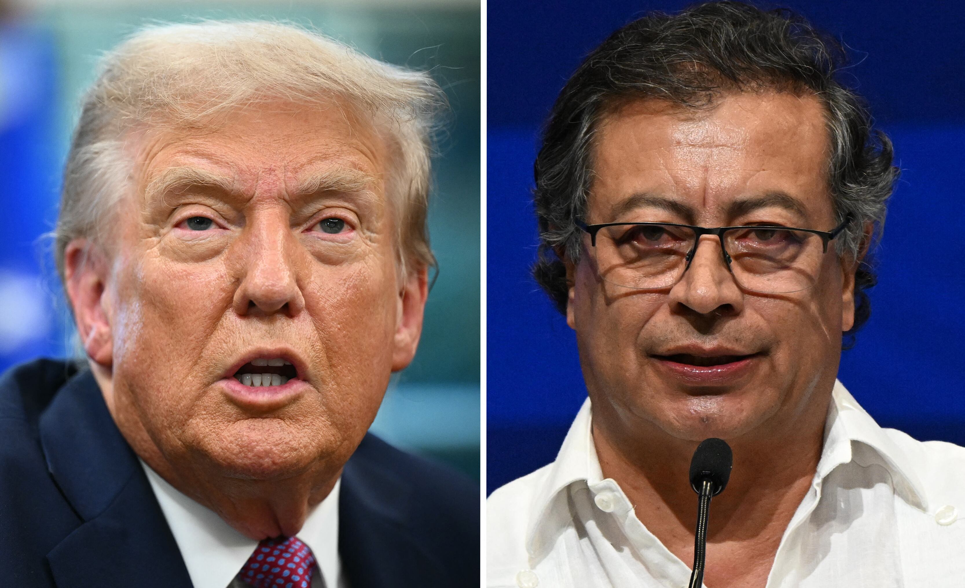 El presidente de Estados Unidos Donald Trump y su homólogo de Colombia Gustavo Petro. (Foto de JOAQUIN SARMIENTO y Mandel NGAN / AFP).