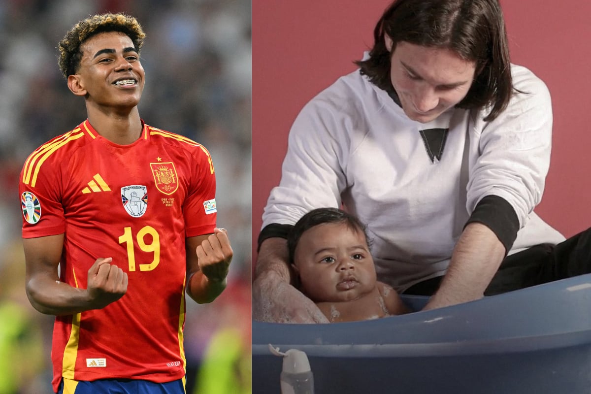 “Bueno, he crecido un poquillo y Leo también", dijo Lamine Yamal sobre la icónica foto. (Foto: MIGUEL MEDINA / AFP | Diario SPORT).