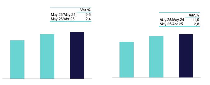 En términos mensuales, la liquidez en mayo aumentó 2,4 por ciento y en moneda nacional lo hizo en 2,8 por ciento.
