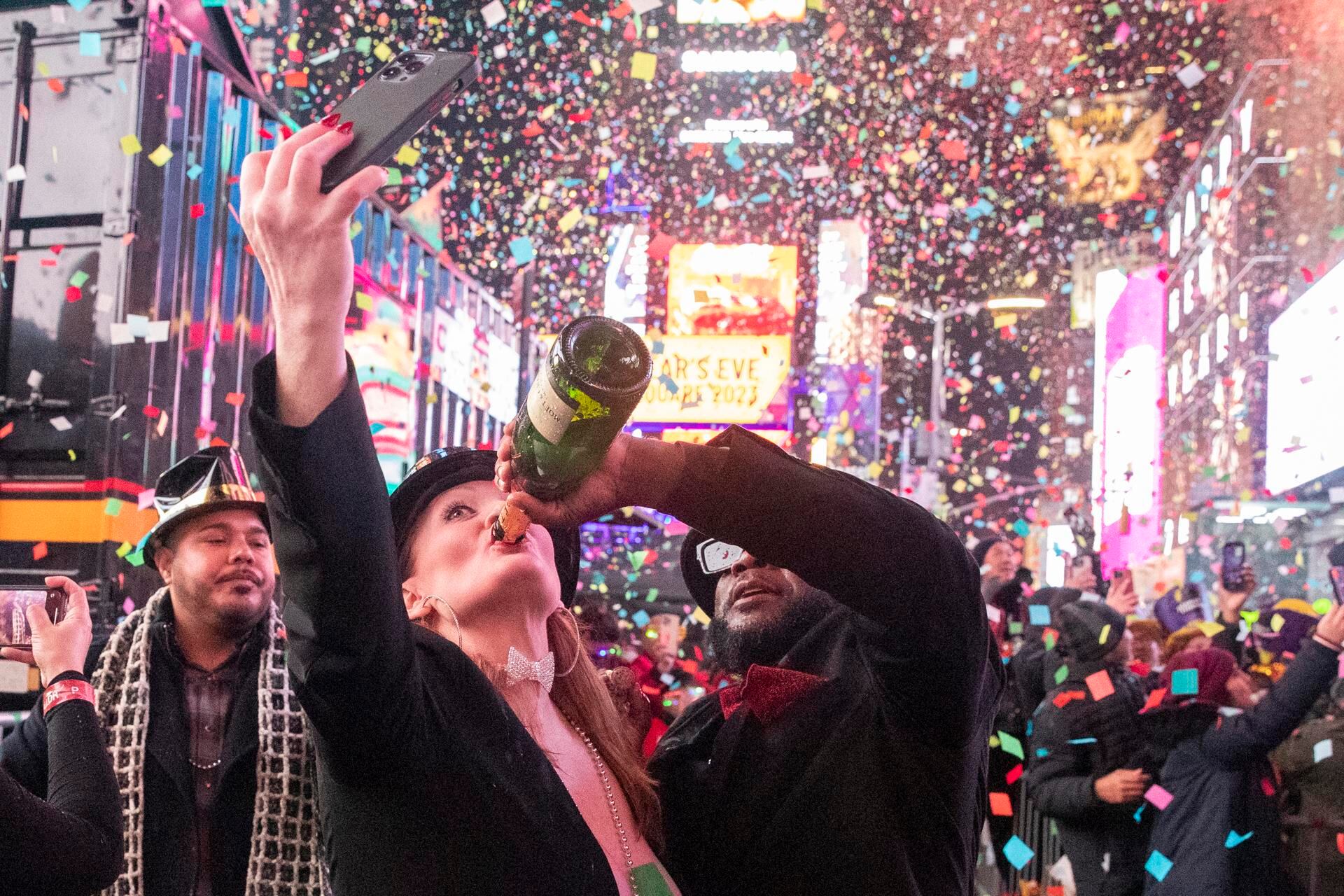 El Año Nuevo en Times Square, Nueva York, es uno de los espectáculos más famosos del mundo (Foto: AFP)