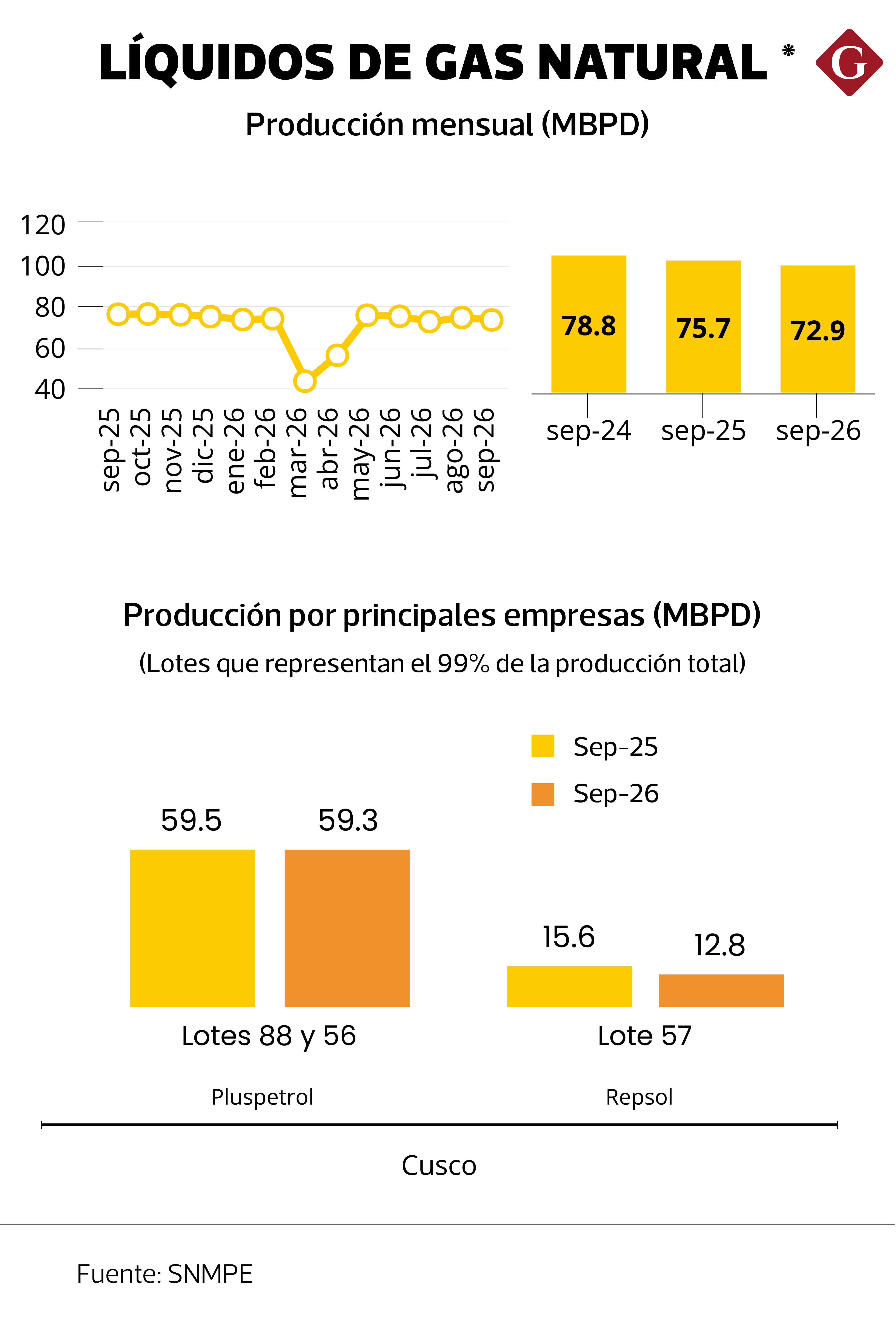 la extracción de líquidos de gas natural volvió a registrar reducción en setiembre último
