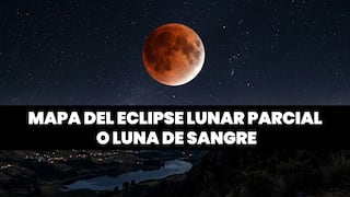◉ Mapa del eclipse lunar parcial de agosto 2026 - países y ciudades donde ver la Luna de sangre
