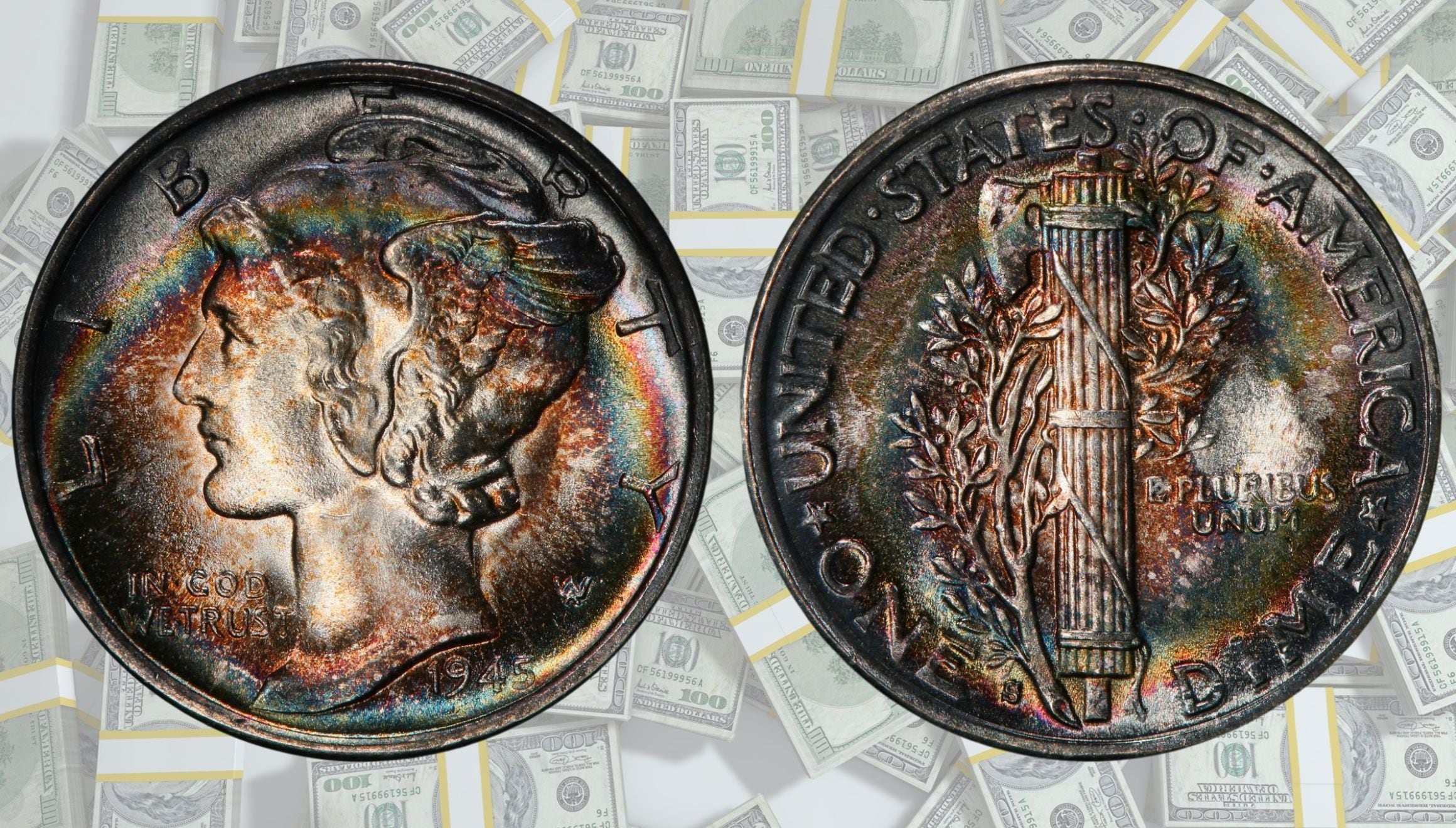 Las dos caras de la moneda de 10 centavos de 1945 (Foto: PCGS / Pixabay)