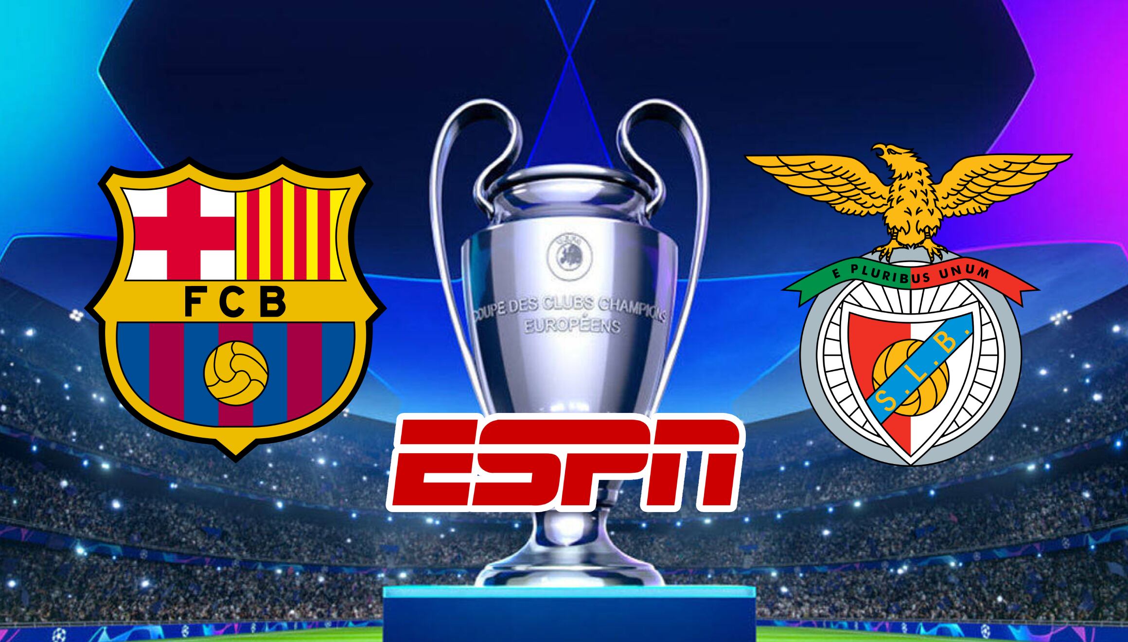 Cobertura oficial de ESPN para ver el partido FC Barcelona vs. Benfica este martes 11 de marzo por la vuelta de los octavos de final de la Champions League 2025 desde el Estadio Olímpico de Montjuic de Barcelona (Foto: Canva.com / Noé Yactayo)