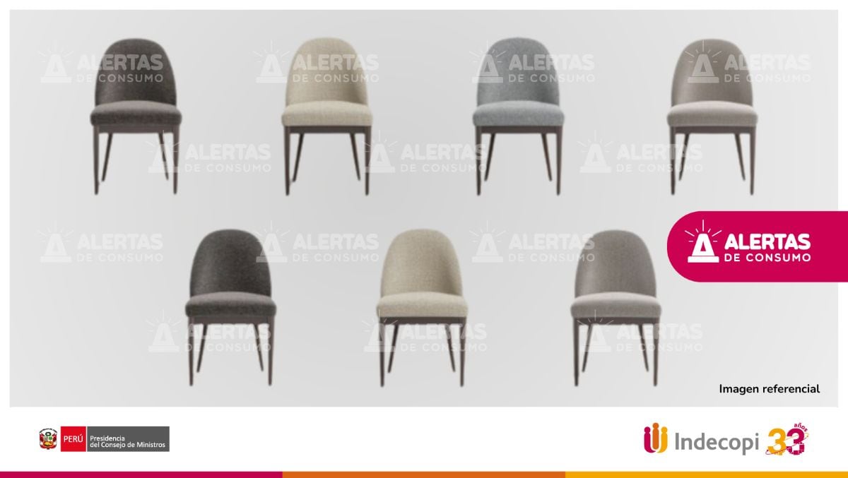 Indecopi emitió la alerta tras el retiro voluntario de 350 sillas Crate&Barrel vendidas en Saga Falabella. Foto: Indecopi.
