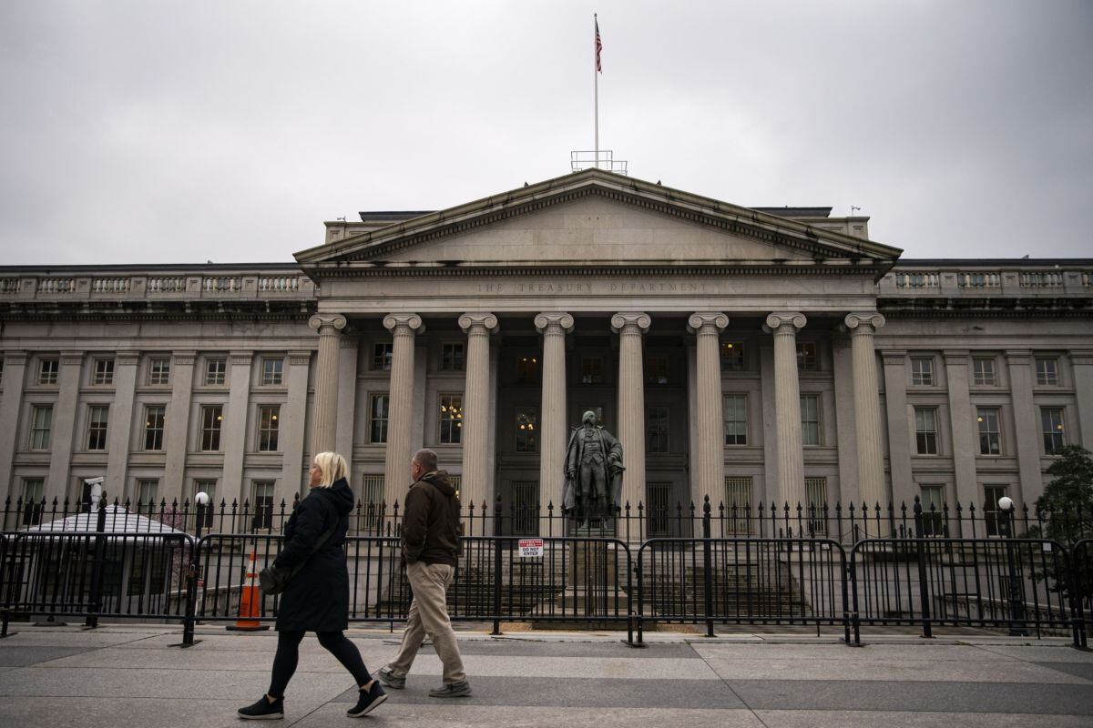 El edificio del Tesoro de Estados Unidos en Washington, DC.