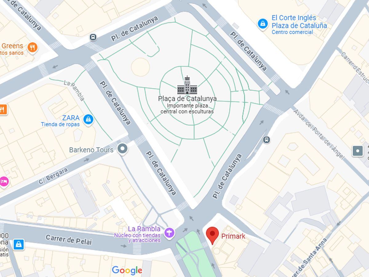 Mapa donde se encontraba ubicado lo que fue el local del Banco Central de Barcelona (Foto: Google Maps)