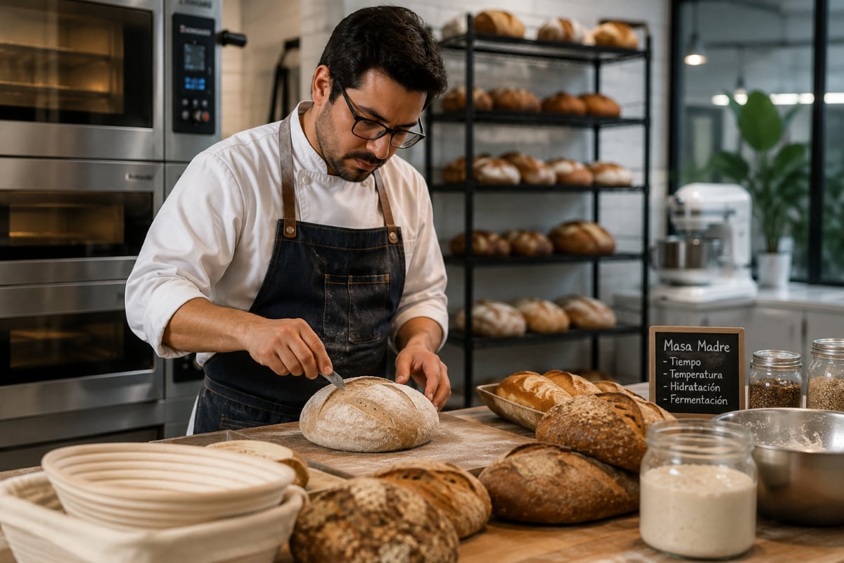 La especialización en masa madre, fermentaciones controladas y nuevos procesos gana espacio en la industria panadera. Foto: Composición Gestión/ Gemini.