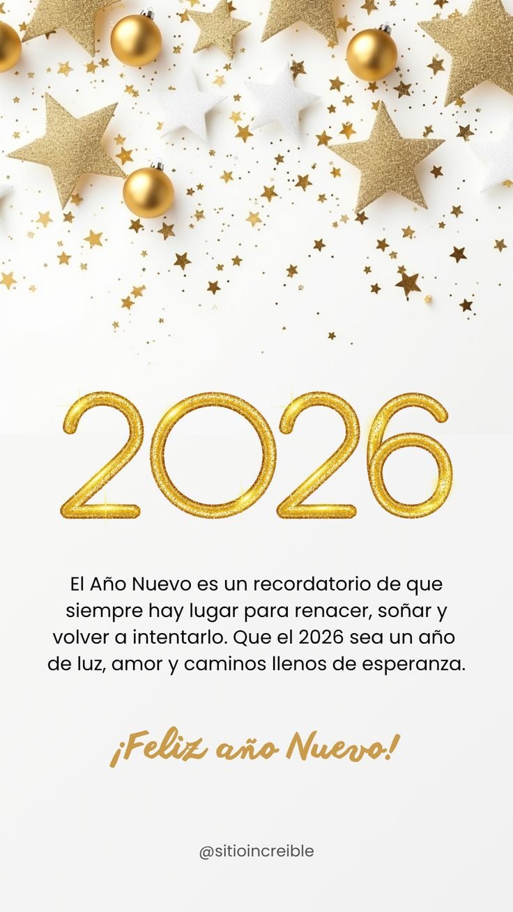 Elige una de estas 20 opciones de tarjetas para desear un ¡Feliz Año Nuevo 2026! este 31 de diciembre y 1 de enero. Compártela en todas las redes sociales. (Foto: Pinterest)