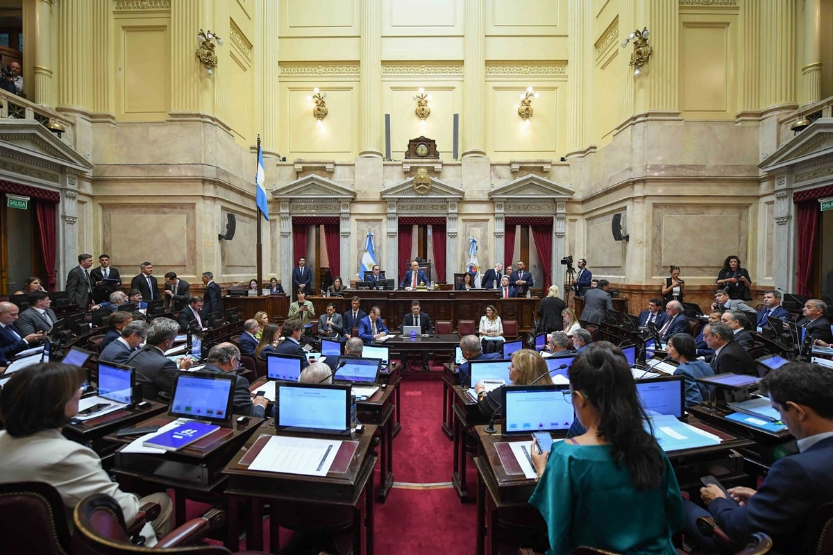 Senadores asistentes al inicio de una sesión en el Congreso argentino en Buenos Aires, el 20 de febrero de 2025. (Foto del Senado de Argentina / AFP)