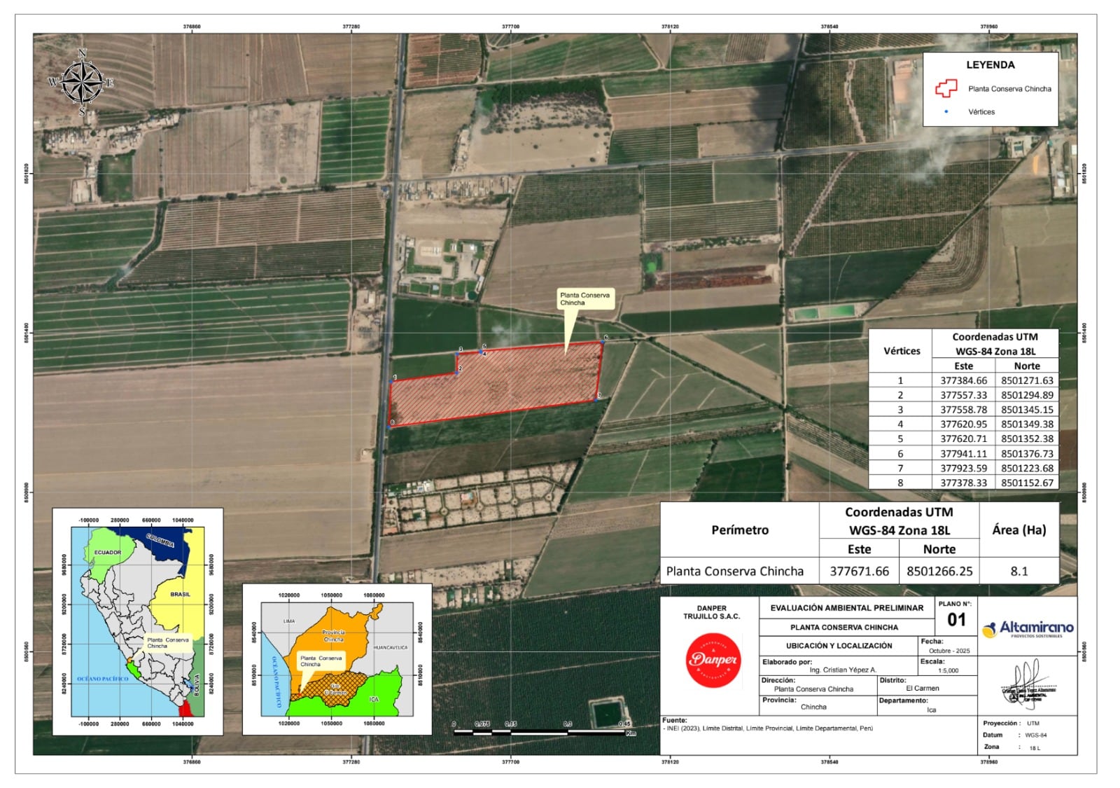 El proyecto de Danper se desarrollaría en un terreno de 8.1 hectáreas ubicado en el distrito de El Carmen, en Chincha (Ica).