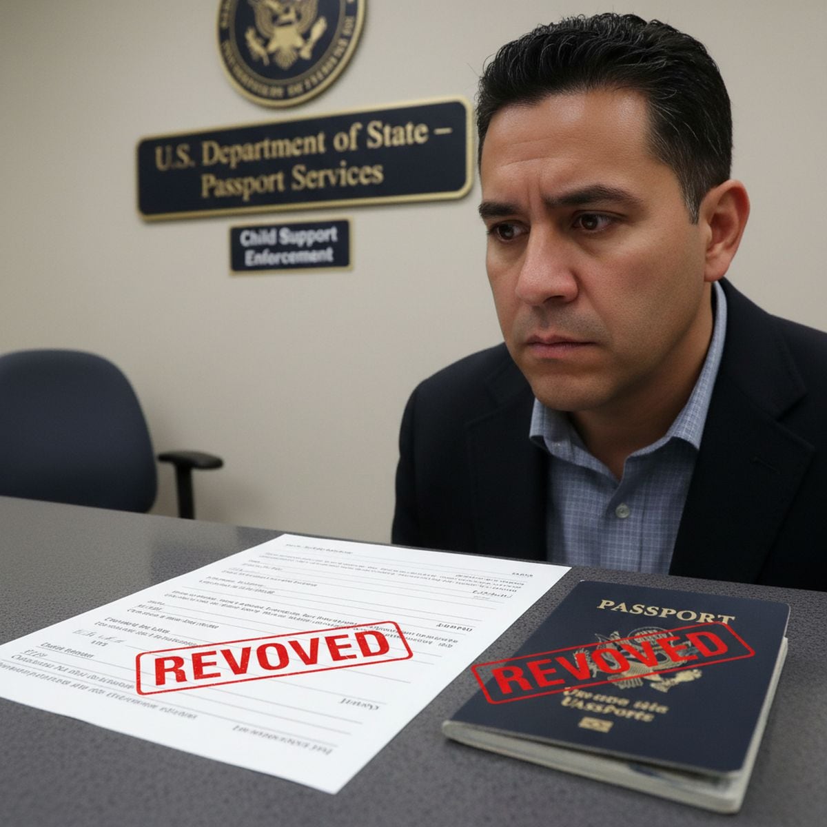 Ley de hace 30 años, mano dura nueva. Así será la posible revocación de pasaportes por manutención infantil en EE.UU. (Crédito: Imagen creada por Grupo El Comercio usando la IA de Gemini)
