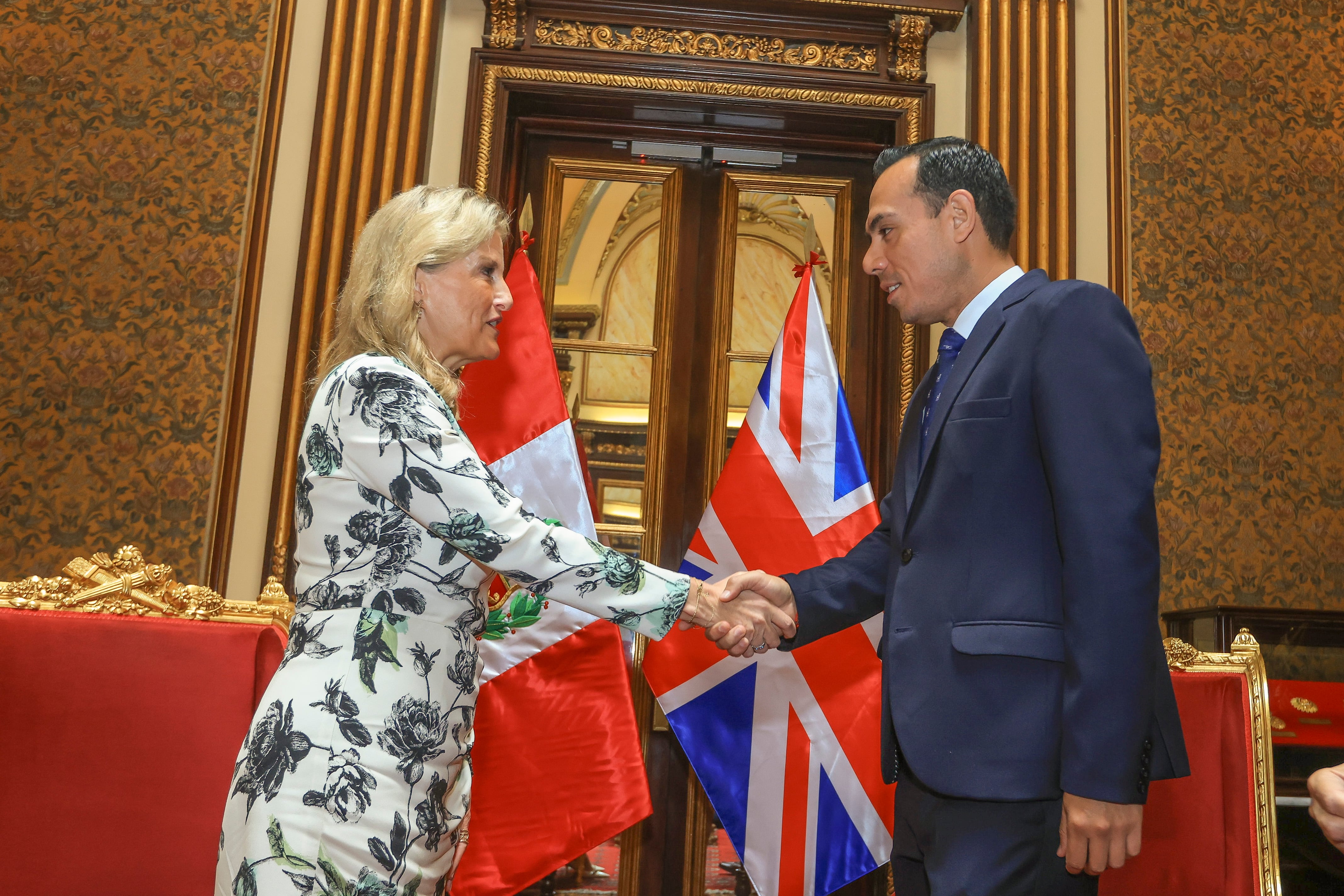 José Jerí recibió a la duquesa de Edimburgo en Palacio para reforzar vínculos con el Reino Unido en noviembre. Foto: Presidencia.