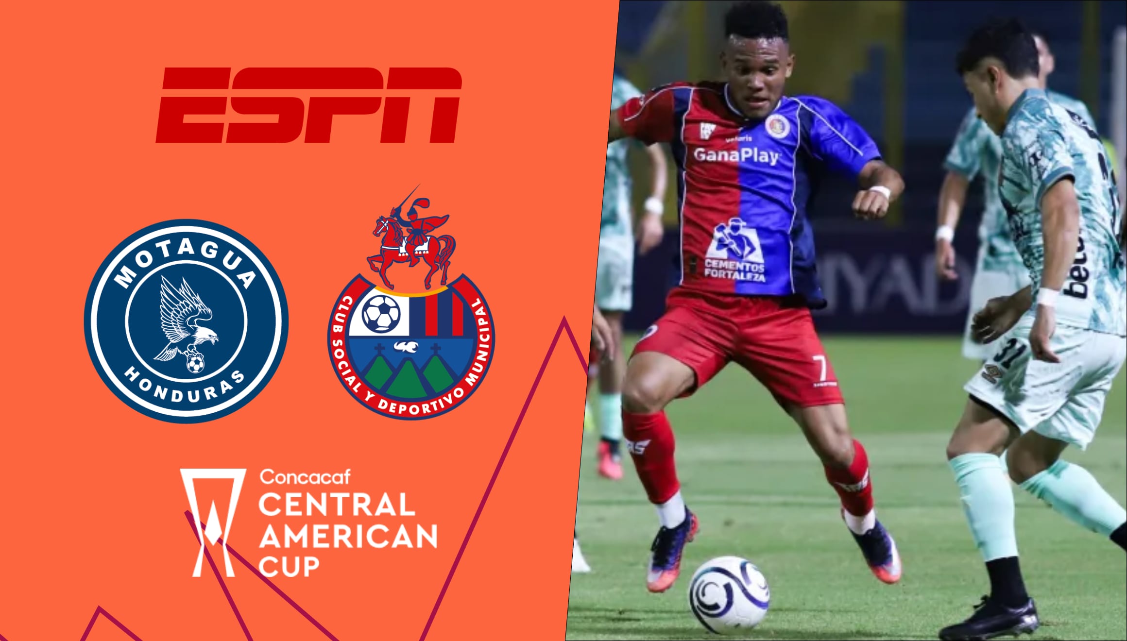 Planteles de Motagua y Municipal en acción por la Copa Centroamericana, partido disponible por Internet en la plataforma Disney Plus Premium y canales de ESPN. | Crédito: concacaf.com / Composición Gestión Mix