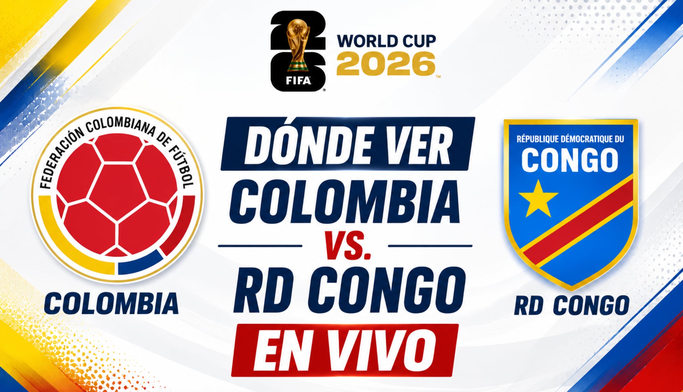 Consulta dónde transmiten Colombia vs. RD Congo EN VIVO y EN DIRECTO, para seguir el partido en TV abierta, este martes 23 de junio, por la Jornada 2 del Grupo K del Mundial 2026. (Foto: Imagen creada por Gestión MIX utilizando la IA de Chat GPT)