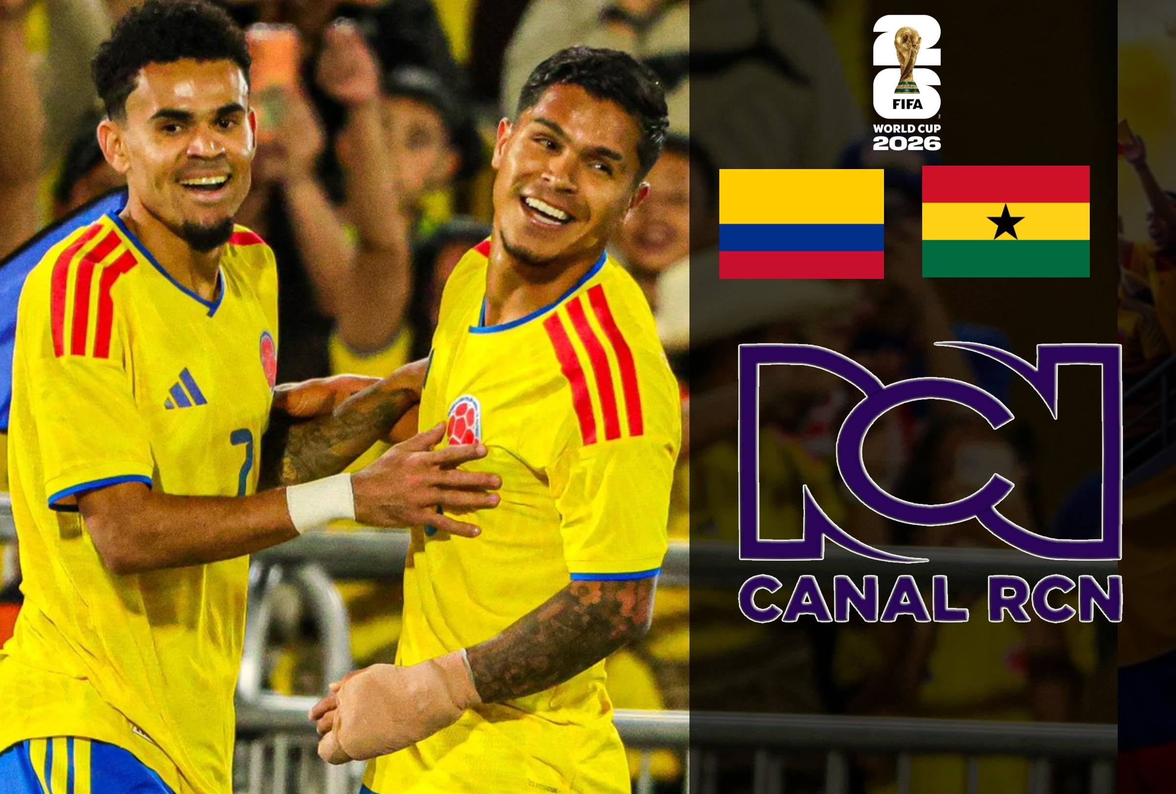 KANSAS CITY, MISURI, (ESTADOS UNIDOS), 3/07/2026.- Canal RCN te llevará EN VIVO el partido de Colombia vs. Ghana hoy viernes 3 de julio por los 16avos de final del Mundial 2026 desde el Estadio Kansas City, Misuri, Estados Unidos. Imagen de la selección colombiana con composición de Jesús Yupanqui.