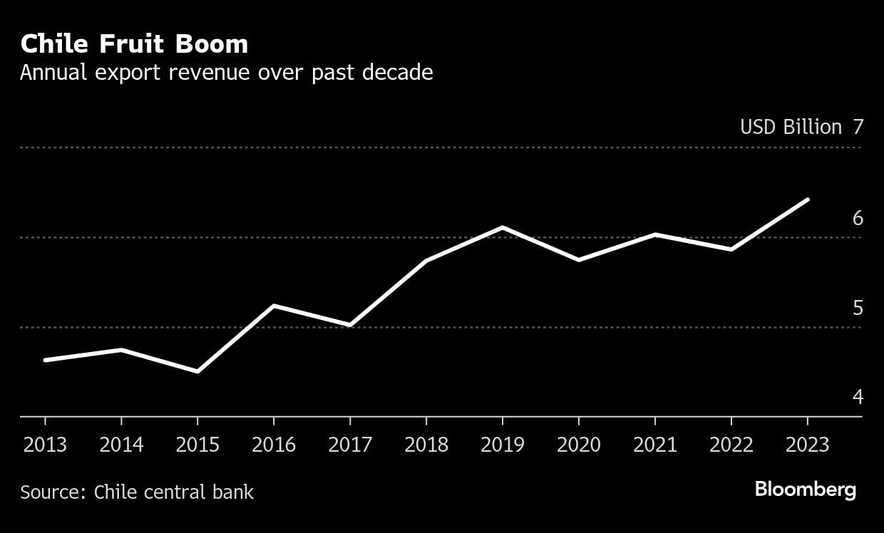 Auge de la fruta en Chile | Ingresos anuales por exportaciones en la última década